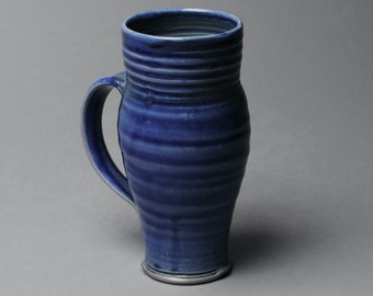 Clay Handmade  Beer Stein Coffee Mug Blue U 83