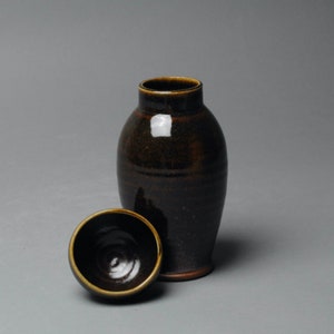Handmade Stoneware Sake Whiskey  Set  with One Cup Black U 3 Housewarming Gift Ideas
