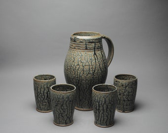 Pitcher Set with Four Tumblers Blue Ash W 31