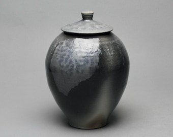 Handmade Porcelain Covered Jar, Wood-Fired Teardrop Urn