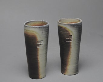 Clay Tumbler Wine Cup Wood Fired  Set of Two W 98