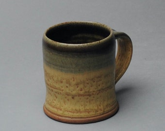 Clay Coffee Mug  Green and Taffy Yellow  V25