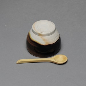Clay Salt Cellar Bowl Black with Wood Spoon X 12 image 5