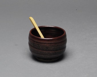 Clay Salt Cellar Bowl  with Wood Spoon W 80