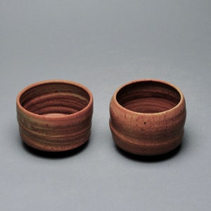 Handmade Ceramic Tea Bowls  Chawan  Orange Set of 2  V 68 Housewarming gift Ideas