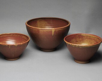 Handmade Serving Salad Bowl with two Bowls Z 24 Wedding Gift Foodie