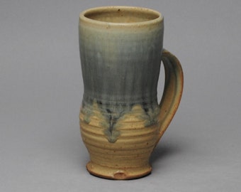 Clay Coffee Mug Beer Stein Taffy Yellow and  Blue