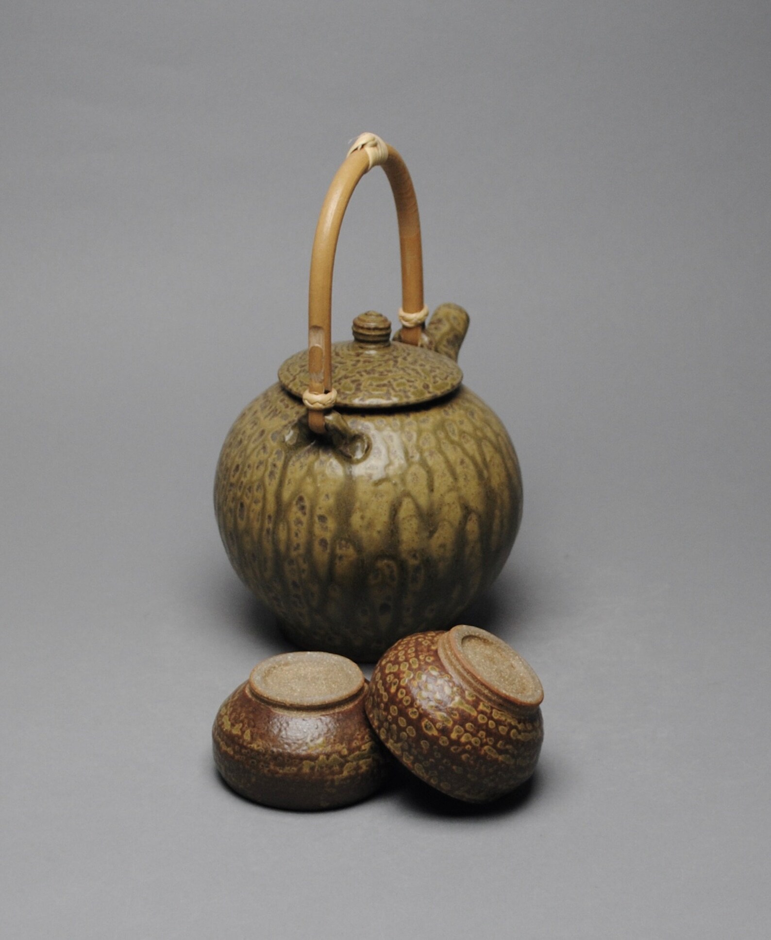 Clay Teapot Set With Cane Handle V 61 Etsy