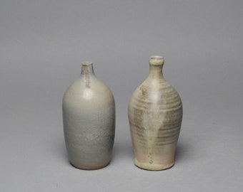 Clay Bottles Housewarmig Gift Home Decor Bud Vase Gift for her Gift for Mom Set of Two W 16
