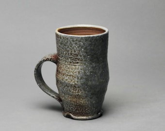 Handmade Wood Fired Clay Mug, 1 Pint Beer Stein