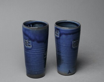 Tumbler Wine Cup Blue  Set of Two U 78