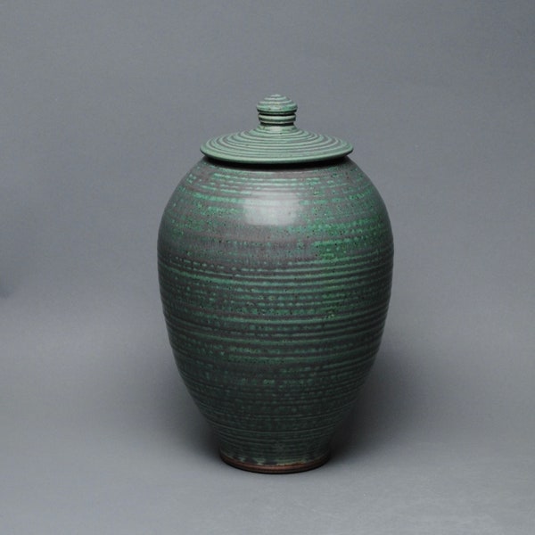 Covered Jar Copper Green  W 61