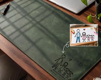 Presente de aniversário para o marido, tapete de mesa personalizado em couro, presente com foto gravada à mão.