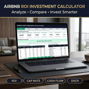 Airbnb ROI Calculator, Short Term Rental Investment Analyzer, STR Profit Calculator (Excel & Google Sheets)
