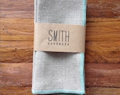 Set of 6 Linen cocktail napkins - SEAFOAM
