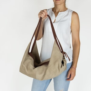 Suede leather bag - Suede hobo bag - Large slouchy shoulder bag - Sling bag