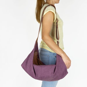 FINAL SALE - Large canvas slouch hobo bag - Slouchy crossbody bag - Shoulder bag - Big Cotton canvas bag -Slouch boho bag - Gift for her