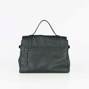 Black leather messenger bag Leather satchel Laptop messenger bag Leather Briefcase MELINA bag image 6