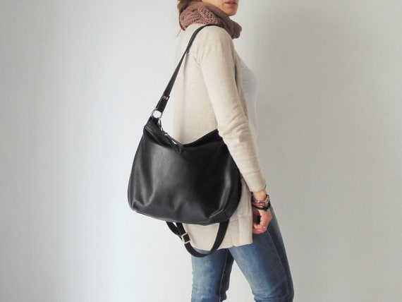 Small Grey Helen Hobo Purse - Soft Leather Bag