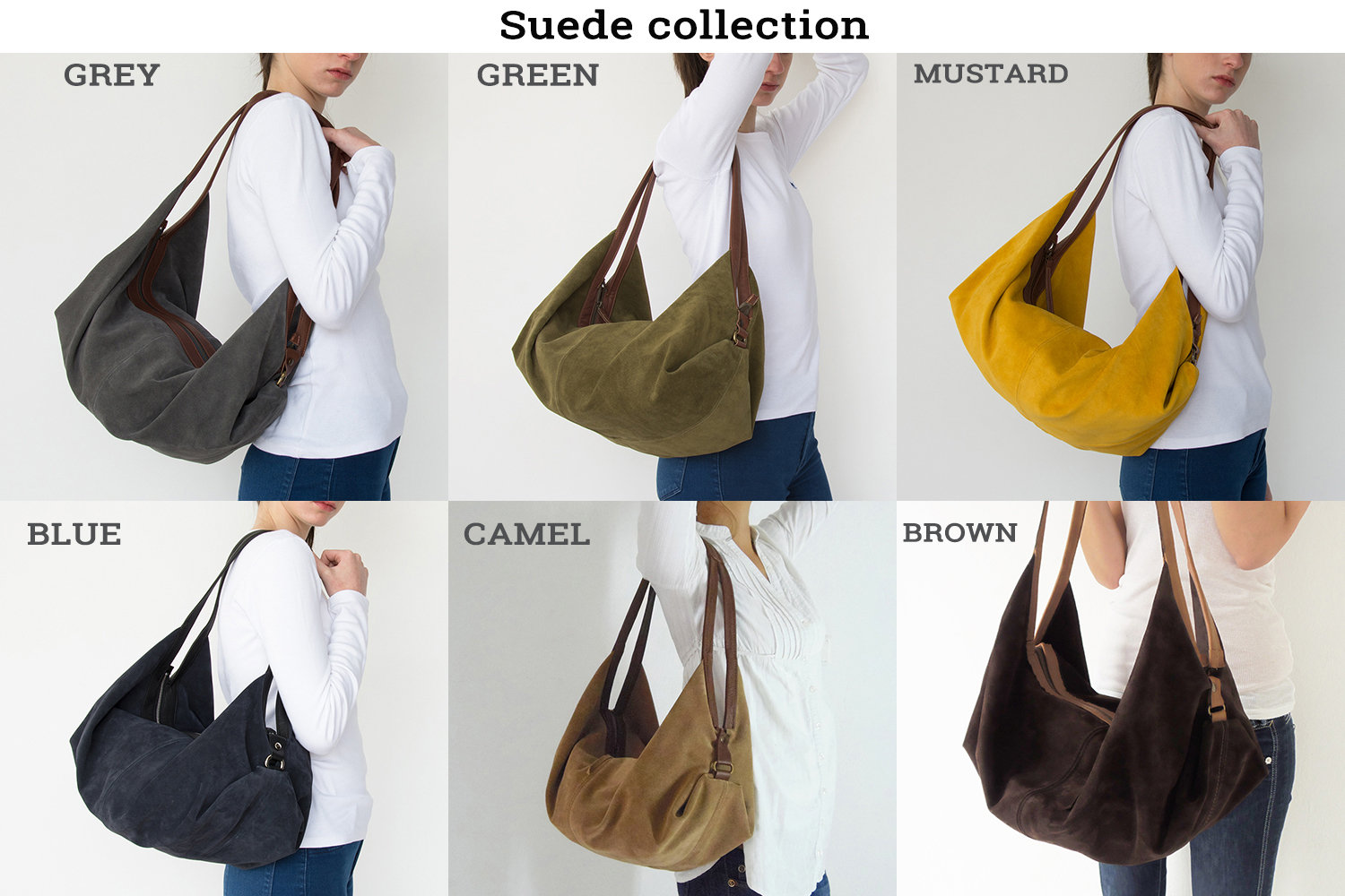 Large Suede Hobo Bag Soft Leather Bag Slouchy Leather Bag 