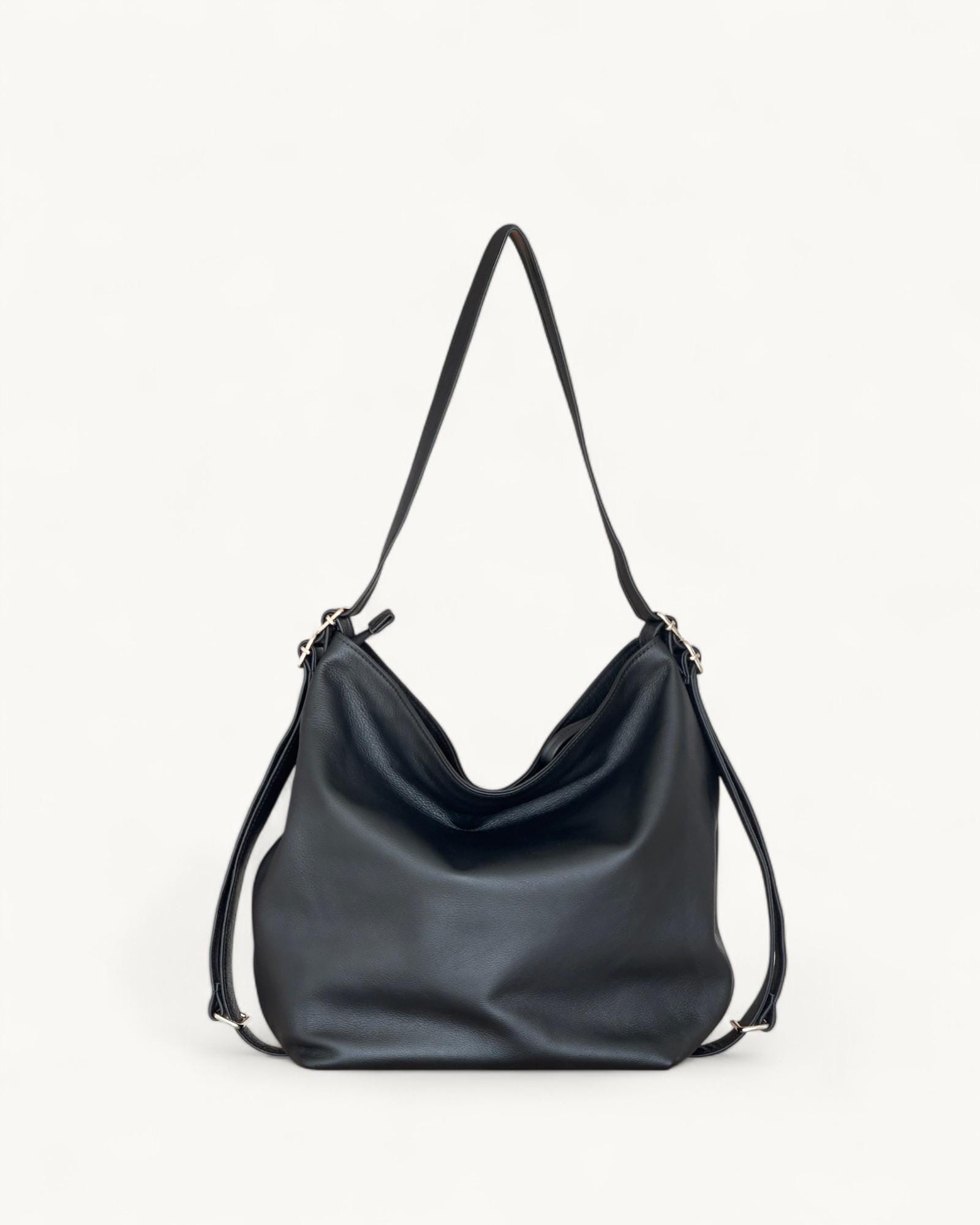 Black Convertible Backpack Purse - Soft Black Leather Bag  display picture 2