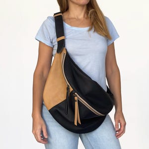 Große Crossbody Sling Purse - Weiche Echtleder Bauchtasche - Oversized Bum Bag Soft - Damen Große Sling Taschen - Geschenk für sie - Slouch bag