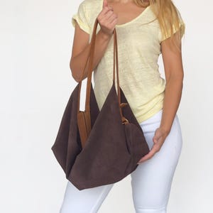 Oversized slouchy suede bag - Suede shoulder bag - Large slouchy purse - Boho Style purse - Hobo Baggy bag - Gift for wife - Slouch hobo