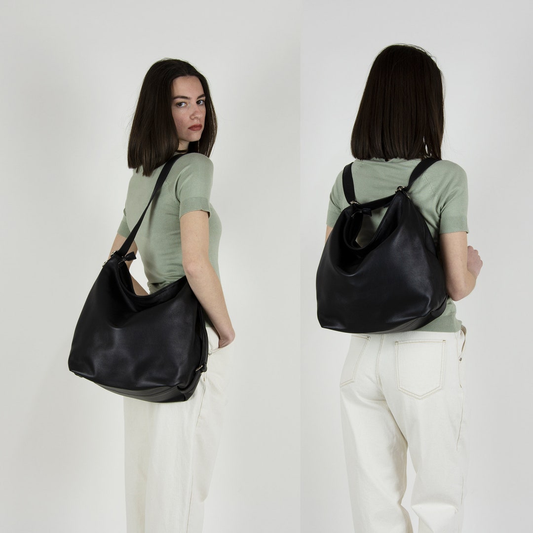 Backpack - Convertible Bag - Backpack - Crossbody bag in Black leather -  Handmade - 3 in 1 - Donos backpack — Vermut Atelier