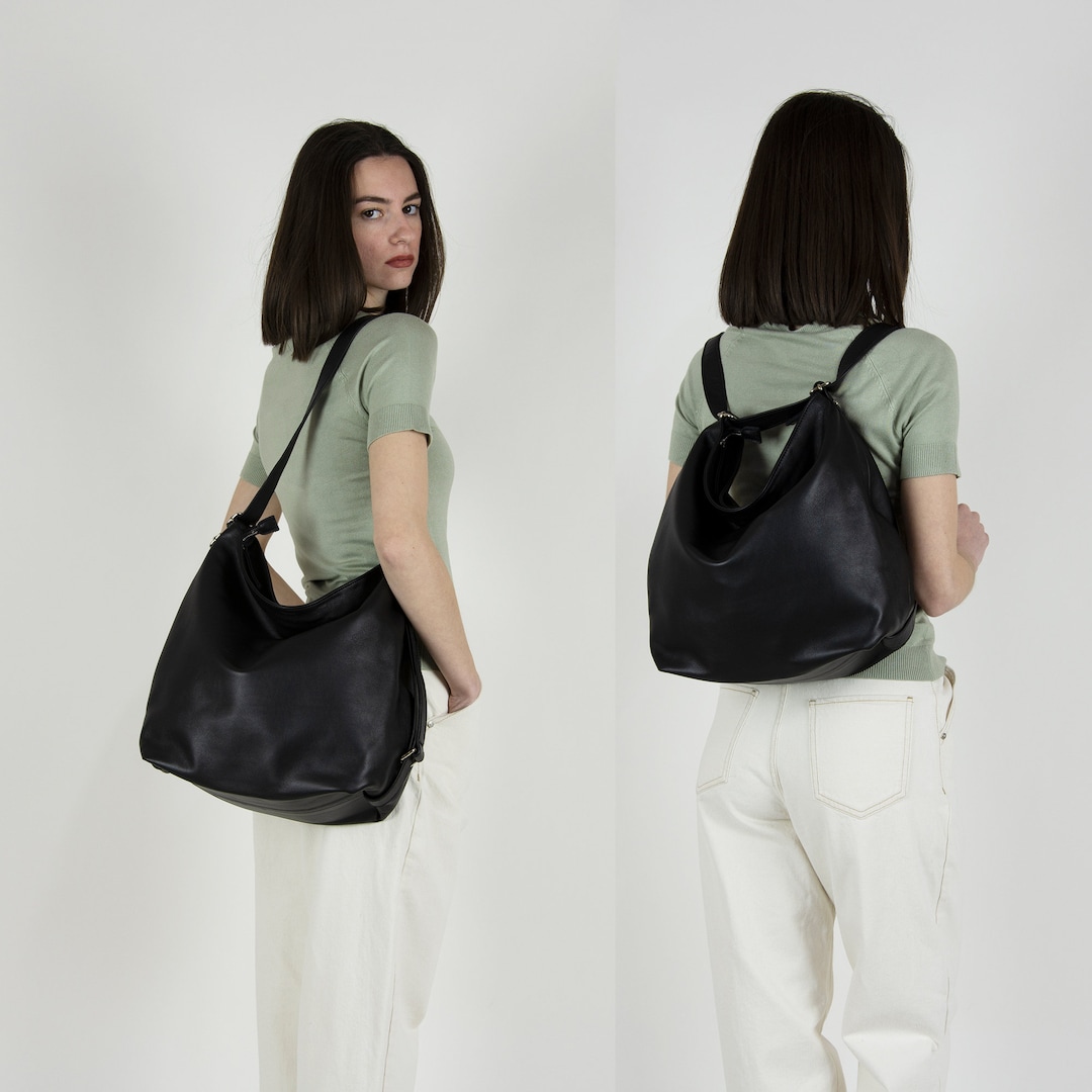 Backpack - Convertible Bag - Backpack - Crossbody bag in Black leather -  Handmade - 3 in 1 - Donos backpack — Vermut Atelier