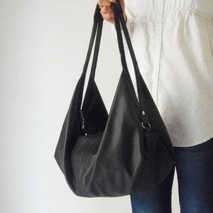 Black leather bag Soft leather bag Slouchy leather bag Large women leather purse Leather Handbag DeLUNA bag image 2
