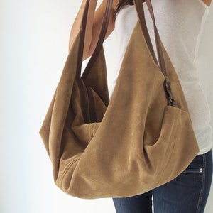 Large Leather Shoulder Bag Hobo Bag Slouchy Leather Bag - Etsy