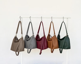 Leren zwerverstassen - Zachte en slonzige zwerverstasjes voor dames - Uniek cadeau voor haar - Crossbody-schoudertassen - Maten VERGELIJKEN - HELEN zwerverstas