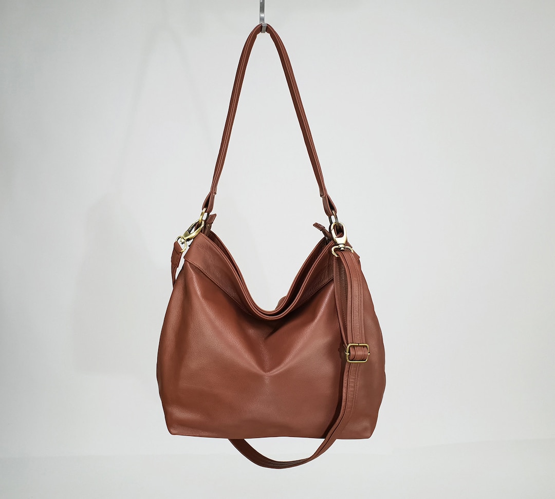 Soft and Slouchy Brown Leather Purse - Large Hobo Bag for