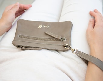 Leather wristlet wallet  - Wristlet phone - Women's leather wallets - Leather keychain wallet