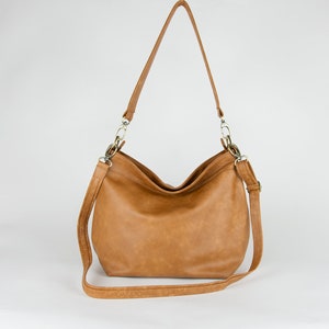 Sac hobo en cuir pour femme - Sac bandoulière en cuir - Sac hobo souple - Sac hobo bandoulière - Sacs hobo avec poches et fermeture éclair
