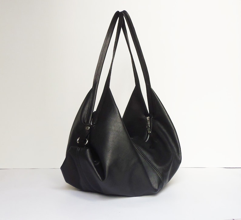 Black leather bag Soft leather bag Slouchy leather bag Large women leather purse Leather Handbag DeLUNA bag image 1