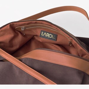 Brown suede leather bag - Large hobo bag - Slouchy handbag - Shoulder bag for women in suede - Oversized shoulder purse - Sling bag - Gift image 9