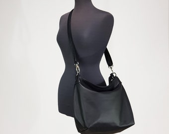 esafio Soft leather Purses and Handbags Hobo Bags for Women Large Shoulder  Bag,Black 