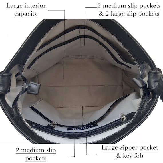 Oversized Black Leather Hobo Bag - Large Slouchy Hobo Purse