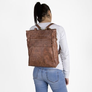 Laptop backpack - Convertible leather backpack - Women leather backpack - Women laptop bag - Brown leather backpack - ARTE bag in brown