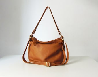 Tan leather hobo bag - Leather hobo purse - Soft leather  bag - Slouchy bag - MEDIUM HELEN bag