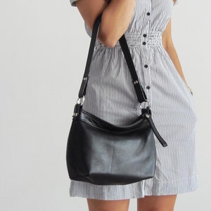 Hobo Tasche aus Leder - Schwarze Ledertasche - Weiche Ledertasche - Schwarze Hobo Geldbörse für Frauen - Schwarze Crossbody Tasche - Schwarze Handtasche - Geschenke