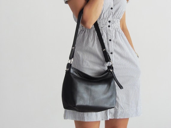 Small Grey Helen Hobo Purse - Soft Leather Bag