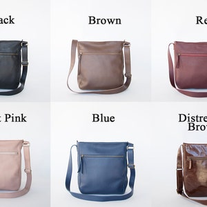 Bolsos bandolera para mujer - Bolso bandolera en piel auténtica con cremallera - Bolsos mensajeros de piel - Carteras de piel - Bolso de regalo para esposa