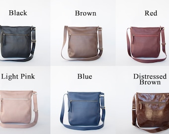 Crossbody bags for women - Crossbody purse in genuine leather with zipper - Leather messengers - Leather satchels - STELLA