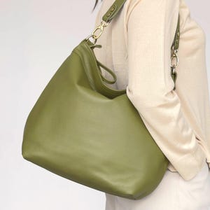Damen Leder Hobo Bag - Weiche Große Hobo Tote Geldbörse - Slouchy Crossbody Handtasche - Alltagstasche mit Taschen - personalisiertes Geschenk für sie