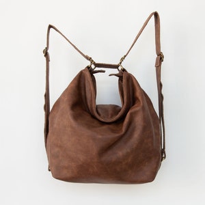 Sac à bandoulière en cuir marron Sac hobo Slouchy Sac hobo en cuir convertible Grand sac à main souple pour femmes image 6