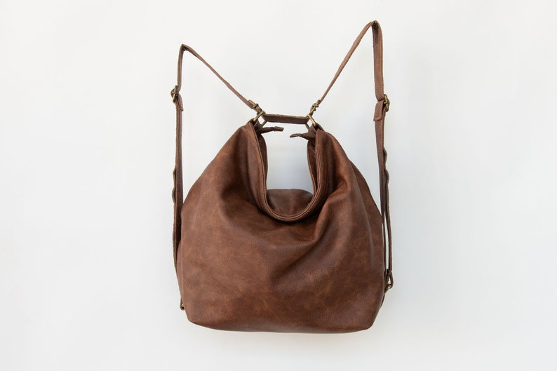 Bolso bandolera de cuero marrón Bolso hobo Slouchy Bolso hobo de cuero convertible Bolso grande y suave para mujer imagen 6