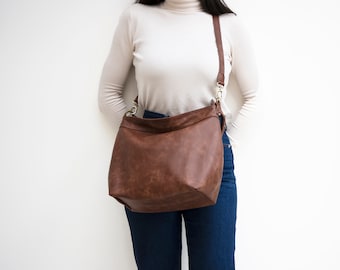 Braune Leder Hobo Tasche für Damen - Leder Crossbody Hobo Geldbörse - Leder Geldbörse - Hobo Handtaschen - Crossbody Schultertasche - Geschenke