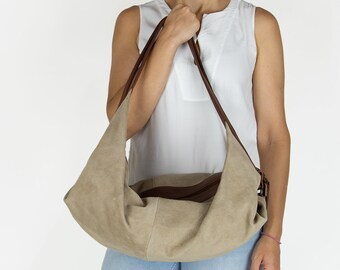 Buy Suede Leather Bag Suede Hobo Bag Large Slouchy Shoulder